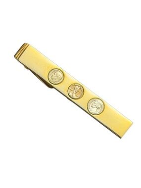 Vintage Men's Gold-Tone Coin Accent Tie Bar 2 1/8” -unbranded swank